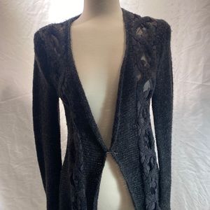 Willow & Clay Charcoal and lace long cardigan. Medium